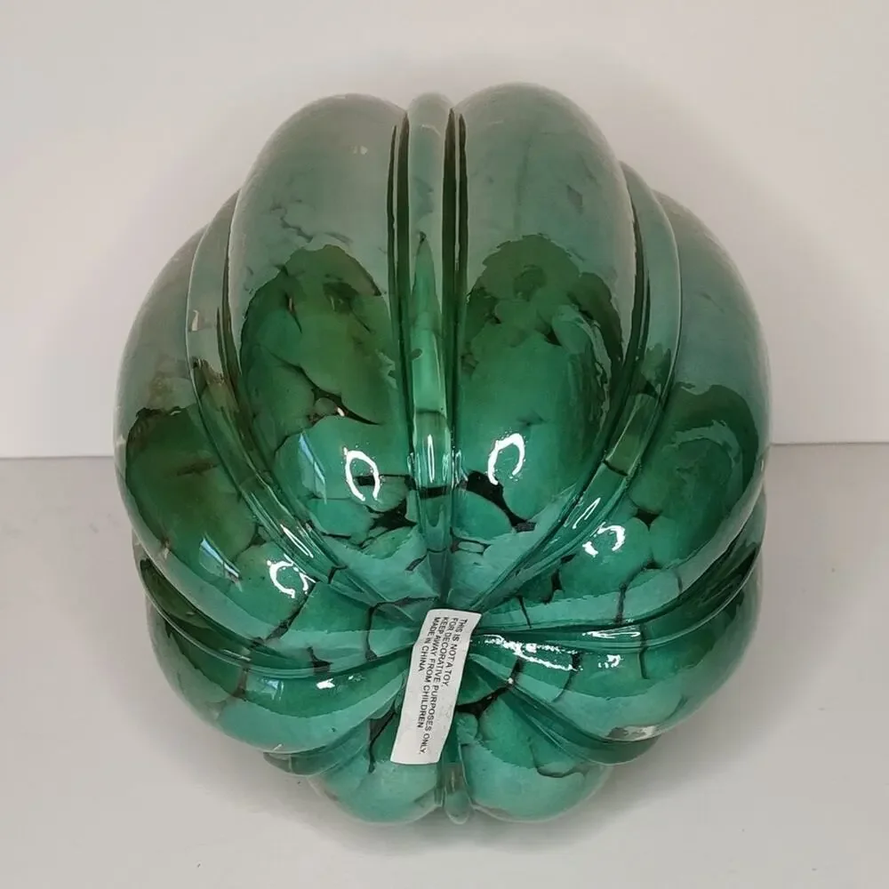Christian Siriano Shabby Chic Blue Green Blown Glass Fall Pumpkin Beachy Decor